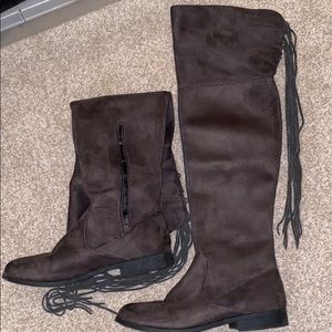 Dark Grey Flat Boots